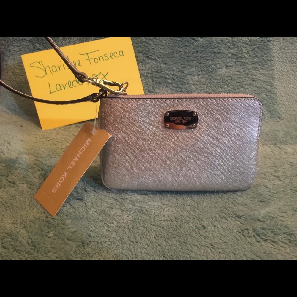 Michael Kors silver wristlet